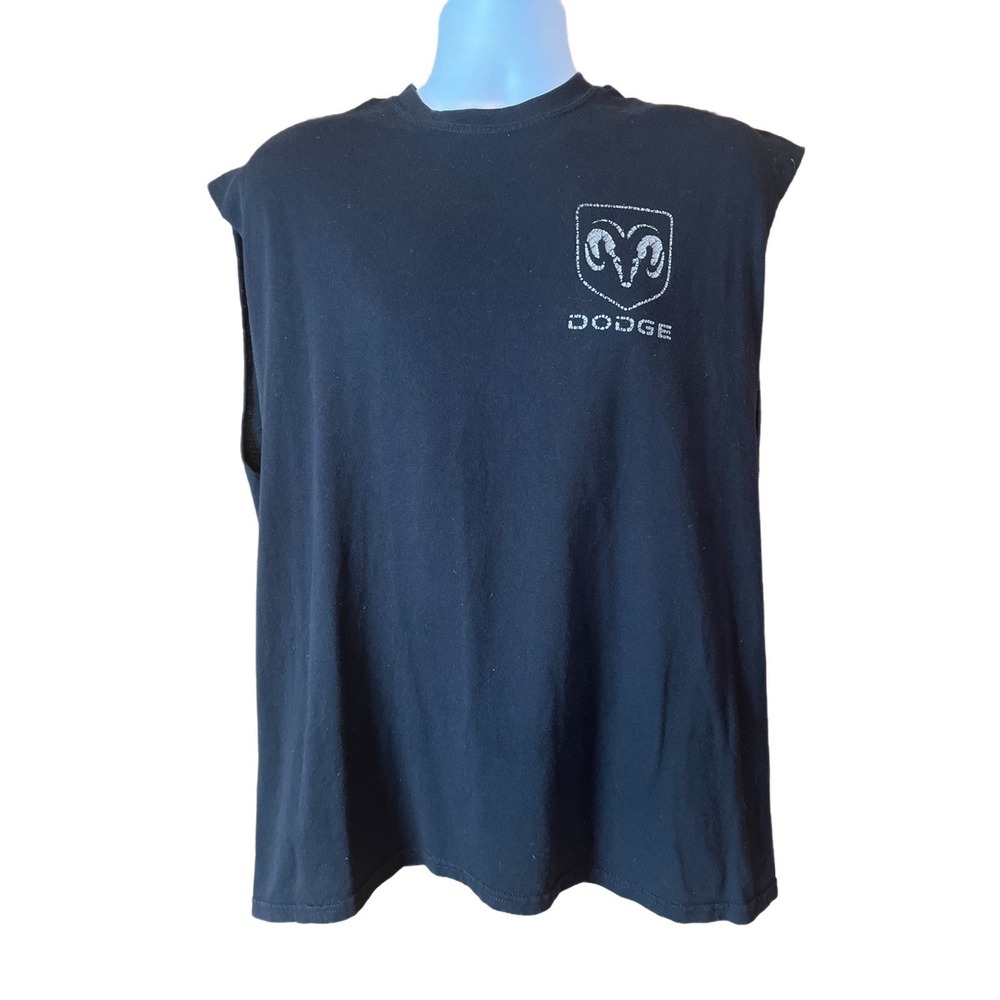 Dodge Men's XL Black Sleeveless T Shirt Large Dodge Logo On Back